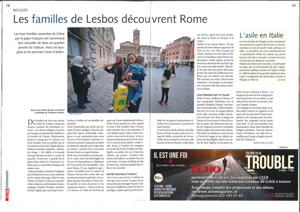2016-04-28 Les familles de Lesbos découvrent Rome (Echo Magazine)